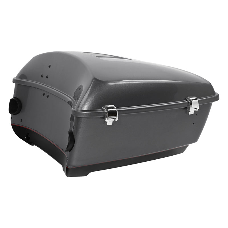 HR3 Billet Silver / Vivid Black 2017RGU King Size Touring Trunk Luggage with Speaker Cut Outs For 14-24 Harley Touring