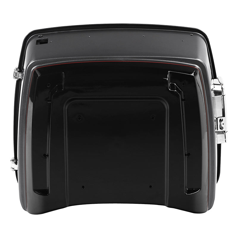 HR3 Billet Silver / Vivid Black 2017RGU King Size Touring Trunk Luggage with Speaker Cut Outs For 14-24 Harley Touring