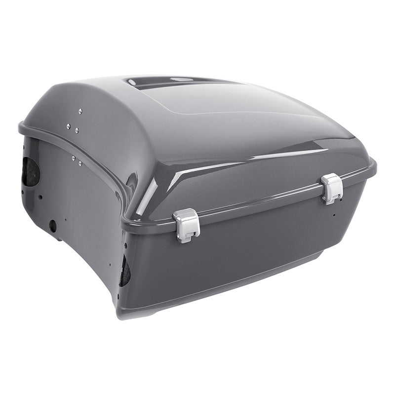 HR3 Gunship Gray King Size Touring Trunk Luggage with Speaker Cut Outs For Harley Touring 14-24