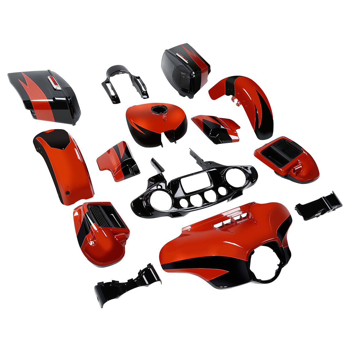 HR3 Sunburst Orange / Starfire Black Complete Body Fairing Kit For Harley CVO Street Glide FLHXSE 14-23