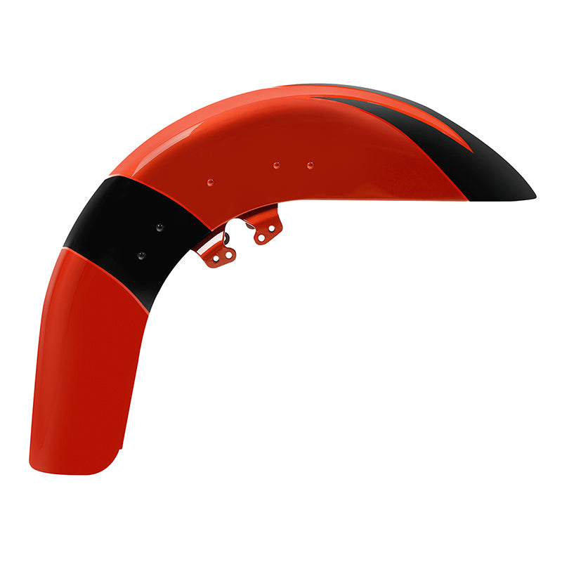 HR3 Sunburst Orange / Starfire Black Motorcycle 18" Wide Tire Front Mudguard Fender For Harley Touring Models 2014-2023
