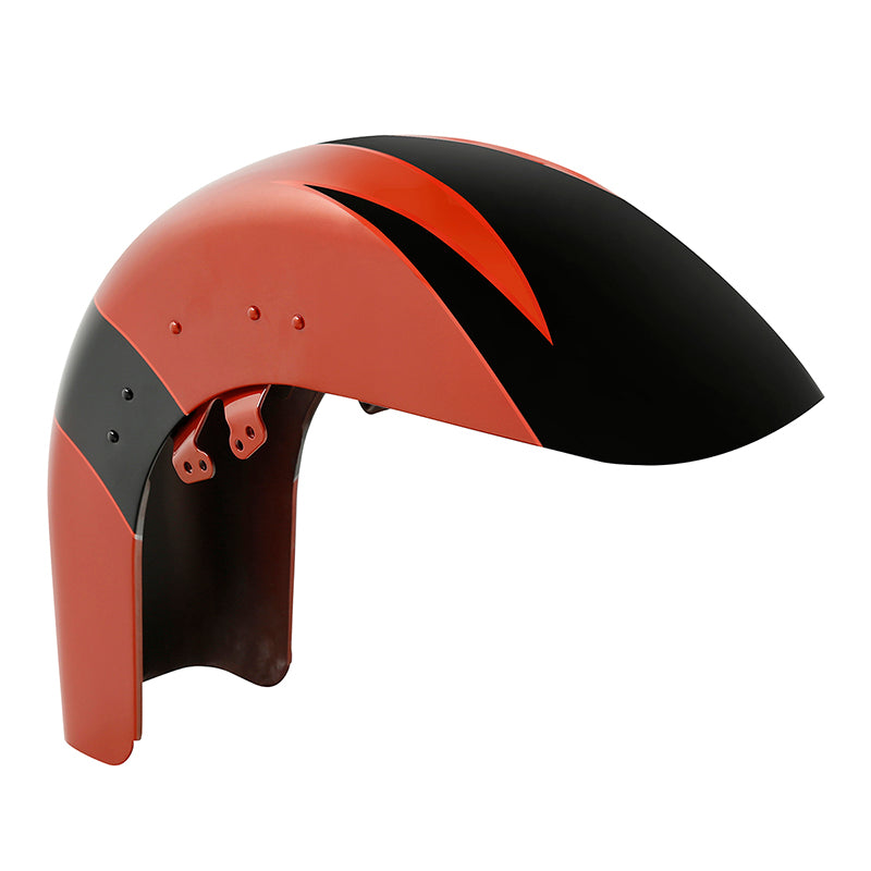 HR3 Sunburst Orange / Starfire Black Motorcycle 18" Wide Tire Front Mudguard Fender For Harley Touring Models 2014-2023