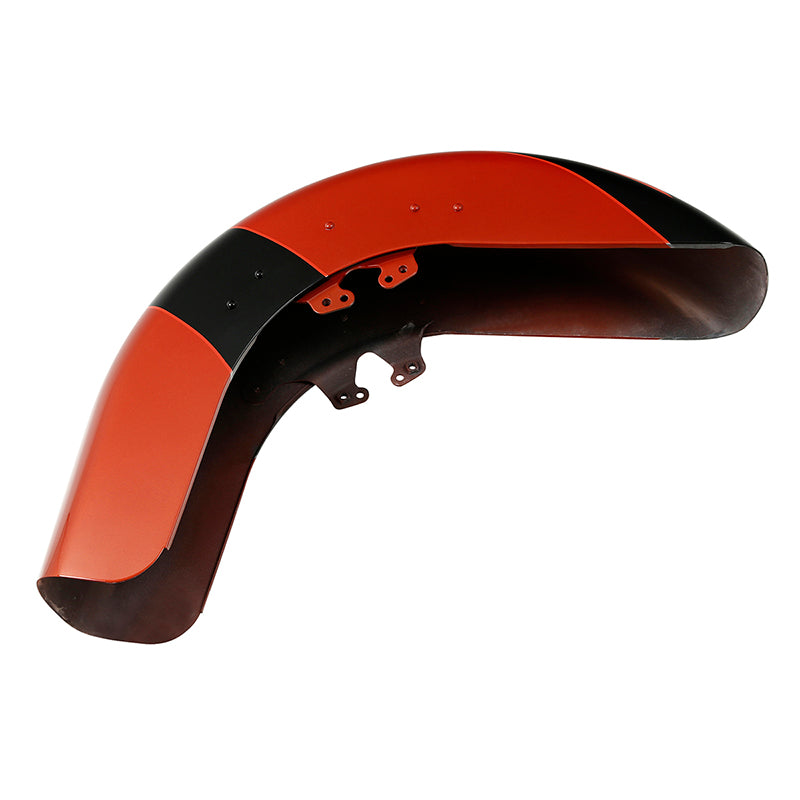 HR3 Sunburst Orange / Starfire Black Motorcycle 18" Wide Tire Front Mudguard Fender For Harley Touring Models 2014-2023