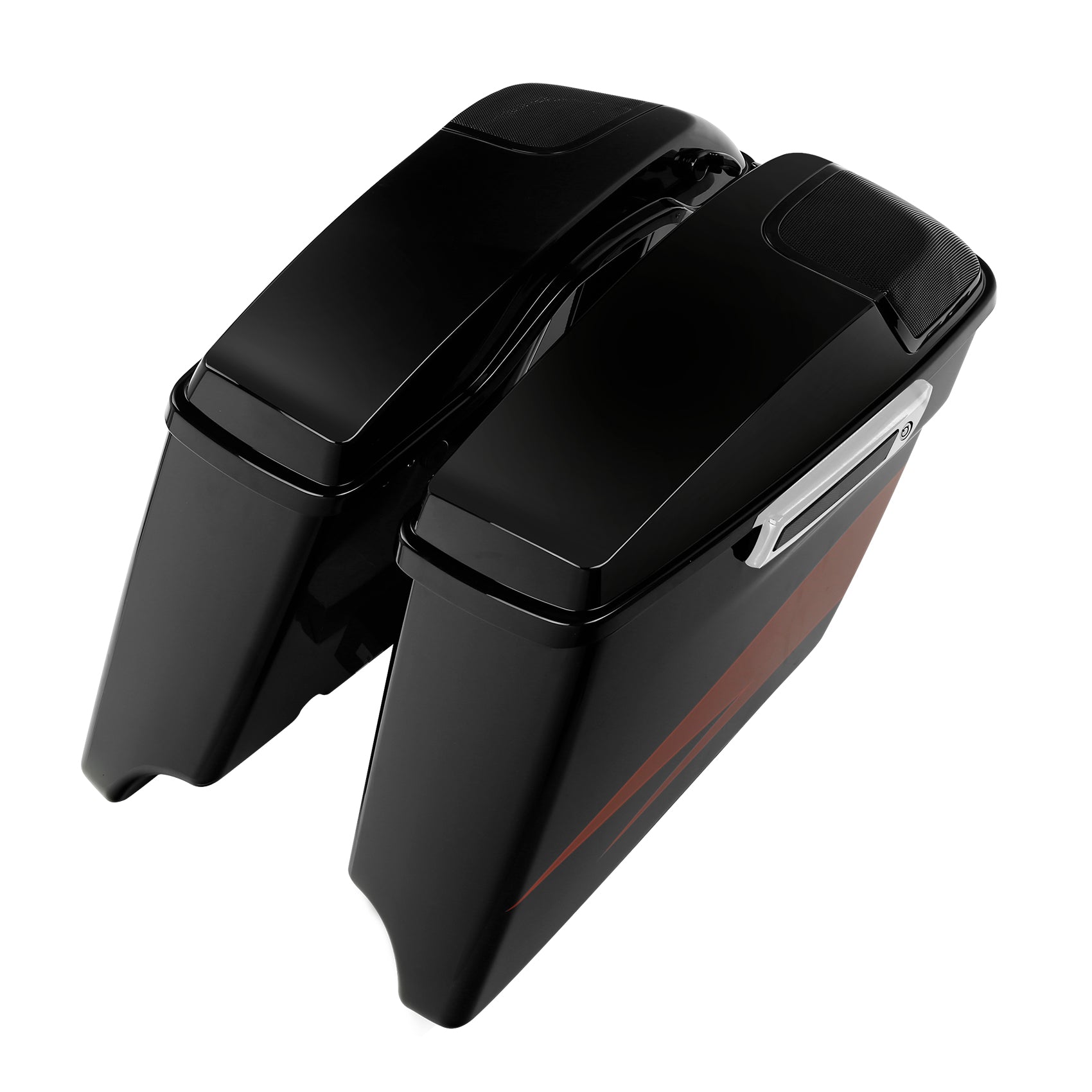 HR3 Sunburst Orange / Starfire Black CVO Stretched Saddlebags with Speaker Lids For 14-23 Harley Touring