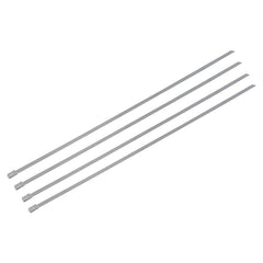 Custom Chrome 14" Stainless Steel Exhaust Strap Coated Metal Self-Locking Cable Zip Ties 4Pcs
