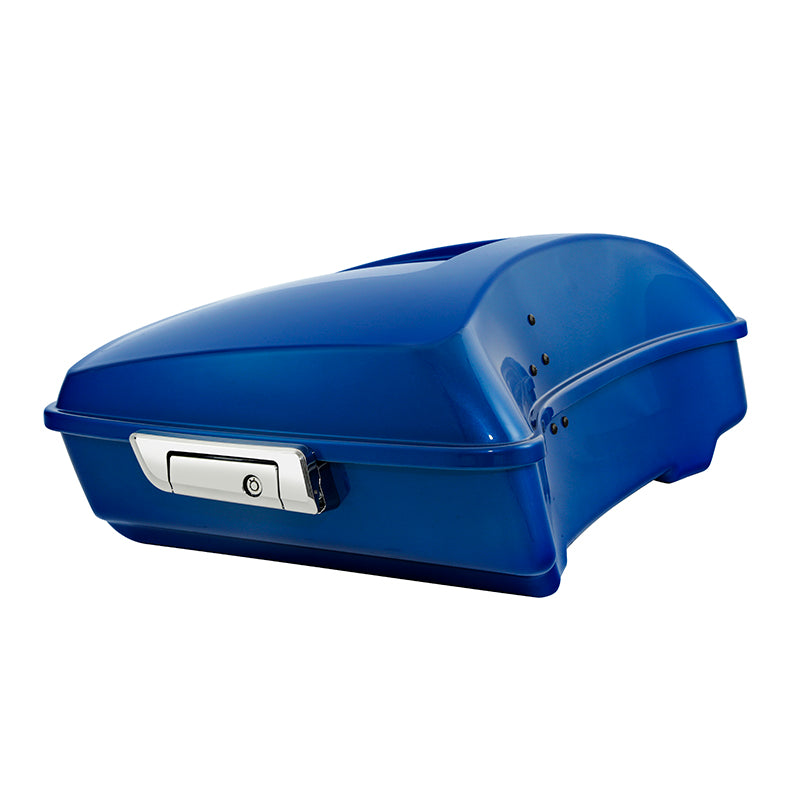 HR3 Electric Blue 10.7" Chopped Style Touring Trunk Luggage For 14-24 Harley Touring