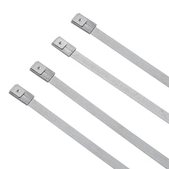 Custom Chrome 14" Stainless Steel Exhaust Strap Coated Metal Self-Locking Cable Zip Ties 4Pcs