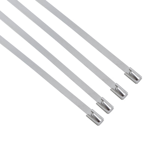 Custom Chrome 14" Stainless Steel Exhaust Strap Coated Metal Self-Locking Cable Zip Ties 4Pcs