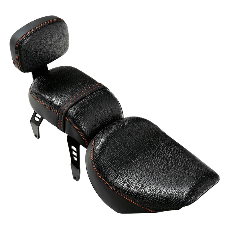 C.C. RIDER Indian Scout 2 Piece 2 Up Seat Driver Passenger Seat  With Backrest Crocodile Print For Scout Bobber Sixty Scout Bobber ABS, 2018-2024
