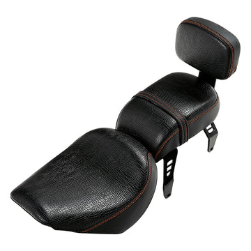 C.C. RIDER Indian Scout 2 Piece 2 Up Seat Driver Passenger Seat With Backrest Crocodile Print For Scout Bobber Sixty Scout Bobber ABS, 2018-2024[Restocking]