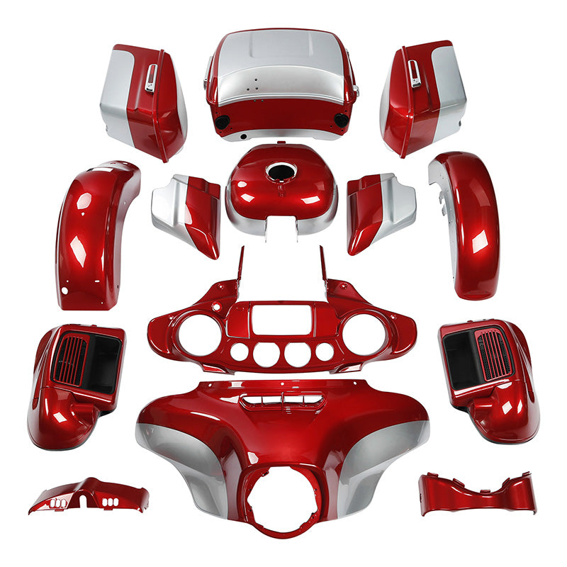 HR3 Wicked Red / Barracuda Silver Complete Body Fairing Kit For Harley Ultra Limited FLHTK 14-23