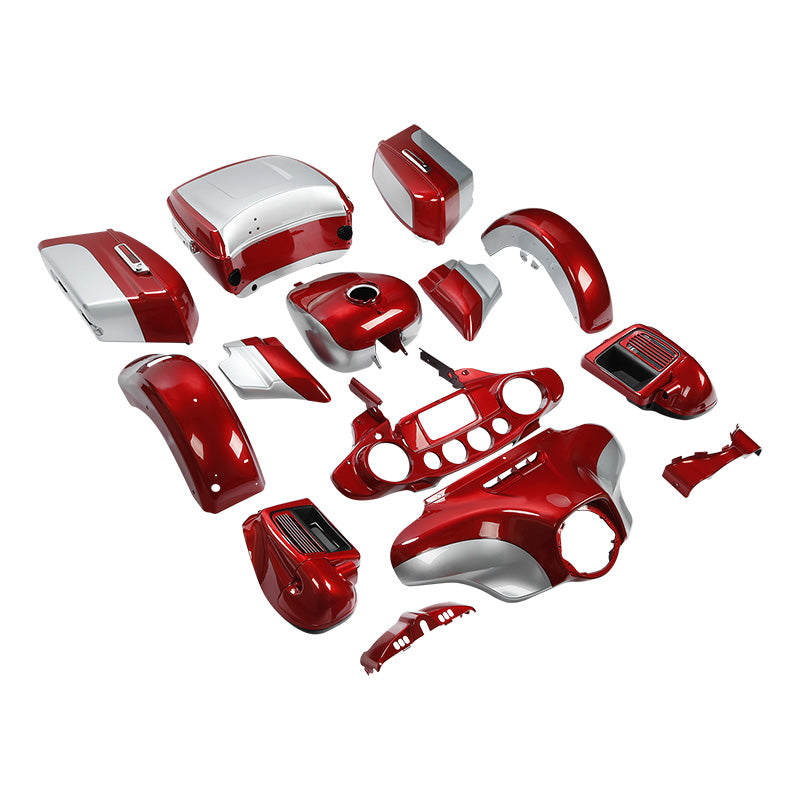 HR3 Wicked Red / Barracuda Silver Complete Body Fairing Kit For Harley Ultra Limited FLHTK 14-23