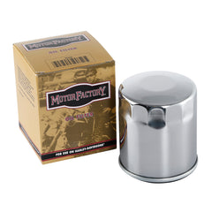 MotorFactory Chrome Oil Filter 5 Speed Long Filter Fit For Harley Evolution Big Twin 80-99