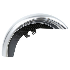 HR3 Silver / Black Honeycomb Fade Motorcycle 18" Front Mudguard Fender (can be installed with lighting) For Harley Touring Electra Glide Ultra Limited Tri Glide 14-23