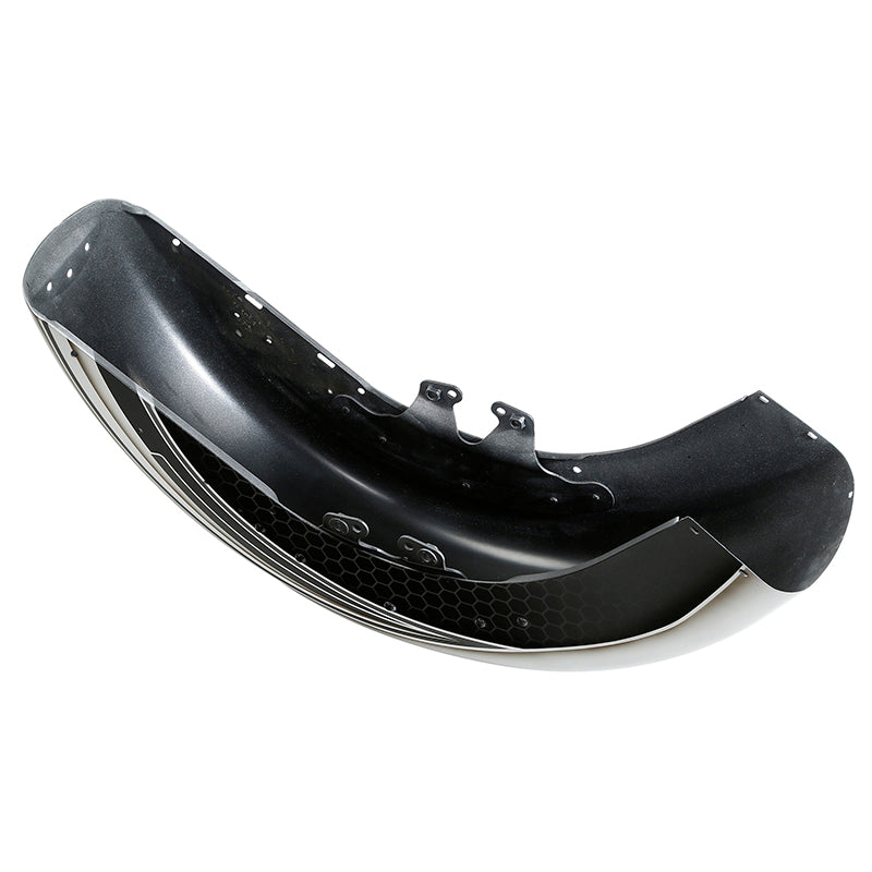 HR3 Silver / Black Honeycomb Fade Motorcycle 18" Front Mudguard Fender (can be installed with lighting) For Harley Touring Electra Glide Ultra Limited Tri Glide 14-23