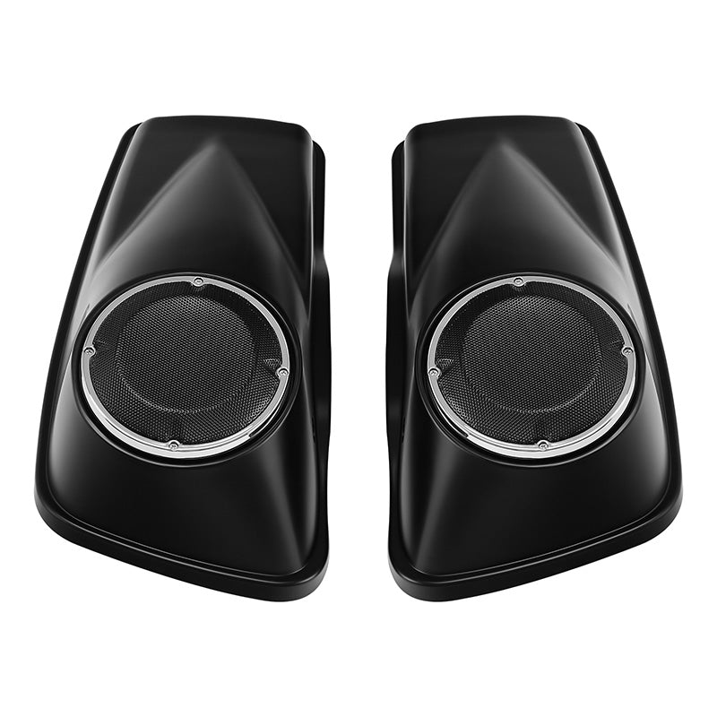 HR3 Black Denim 6.5" Saddlebag Speaker Lids For Harley Touring Street Glide Road King 2014-2023