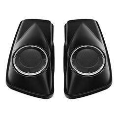 HR3 Black Denim 6.5" Saddlebag Speaker Lids For Harley Touring Street Glide Road King 2014-2023