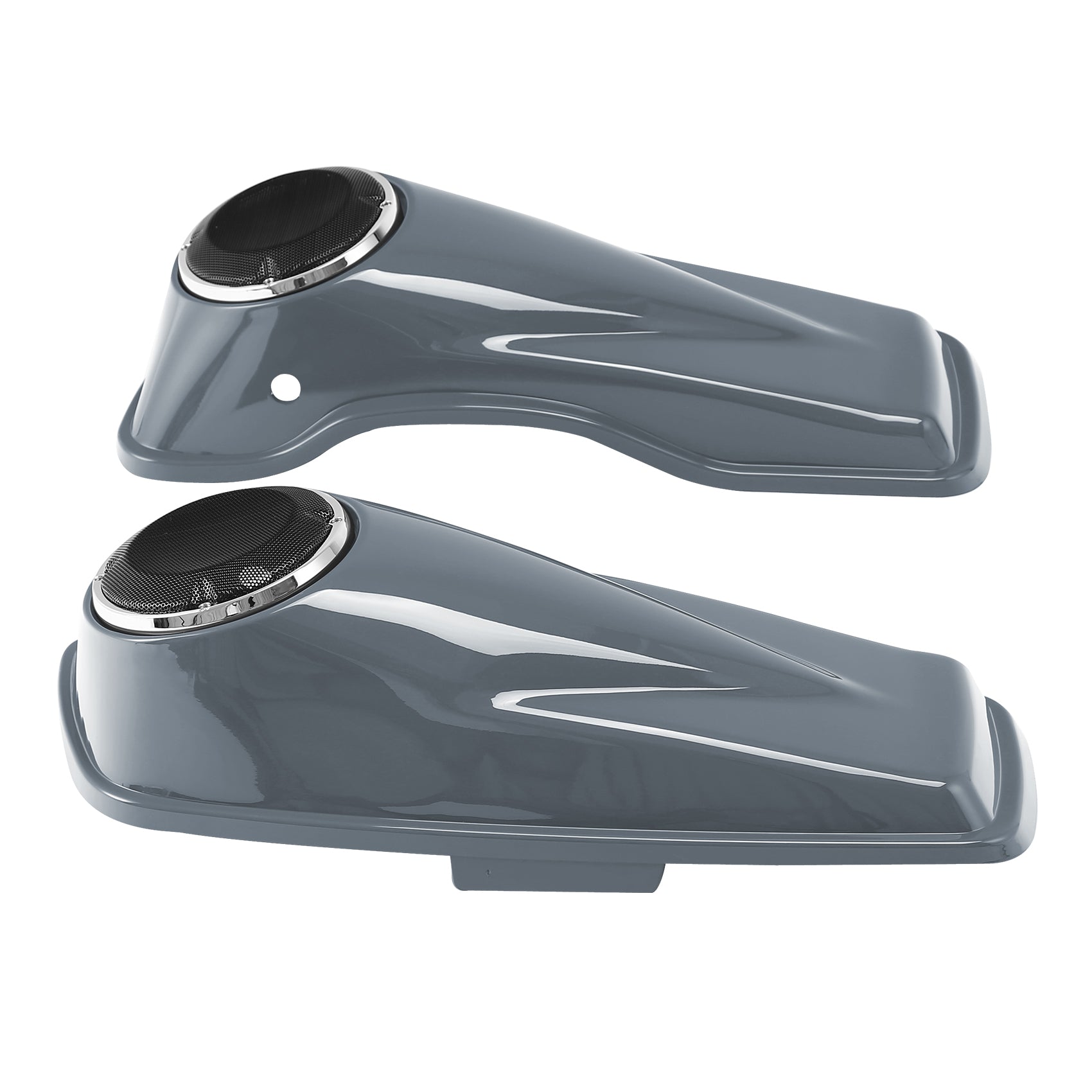 HR3 Gunship Gray 6.5" Saddlebag Speaker Lids For Harley Touring Street Glide Road King 2014-2023
