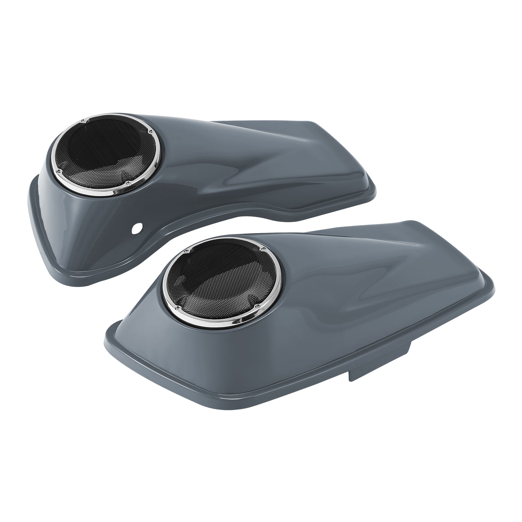 HR3 Gunship Gray 6.5" Saddlebag Speaker Lids For Harley Touring Street Glide Road King 2014-2023