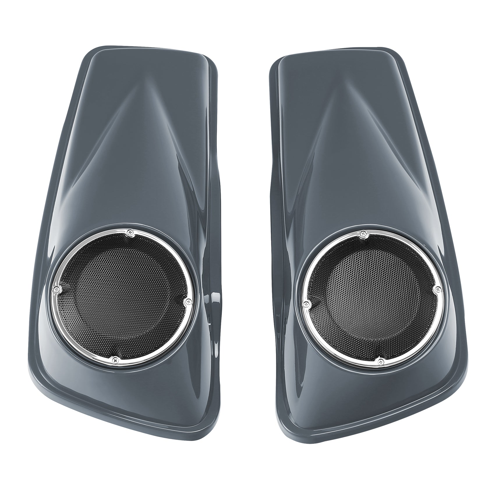 HR3 Gunship Gray 6.5" Saddlebag Speaker Lids For Harley Touring Street Glide Road King 2014-2023