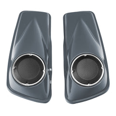 HR3 Gunship Gray 6.5" Saddlebag Speaker Lids For Harley Touring Street Glide Road King 2014-2023