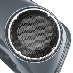 HR3 Gunship Gray 6.5" Saddlebag Speaker Lids For Harley Touring Street Glide Road King 2014-2023
