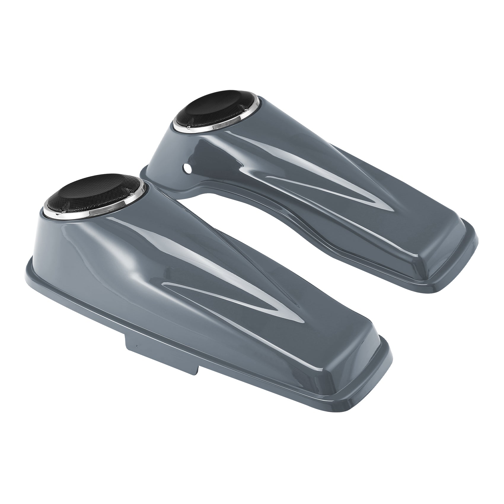 HR3 Gunship Gray 6.5" Saddlebag Speaker Lids For Harley Touring Street Glide Road King 2014-2023