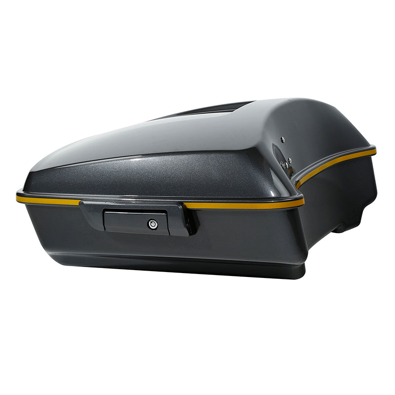 HR3 Gold / Black Geometric Shape Fade 10.7" Chopped Style Touring Trunk Luggage For 14-24 Harley Touring