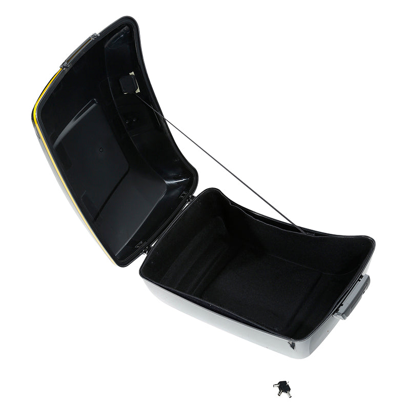 HR3 Gold / Black Geometric Shape Fade 13.7" King Size Touring Trunk Luggage For 14-24 Harley Touring
