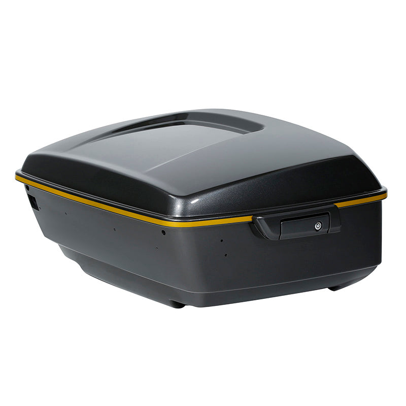 HR3 Gold / Black Geometric Shape Fade King Size Touring Trunk Luggage with Speaker Cut Outs For 14-24 Harley Touring