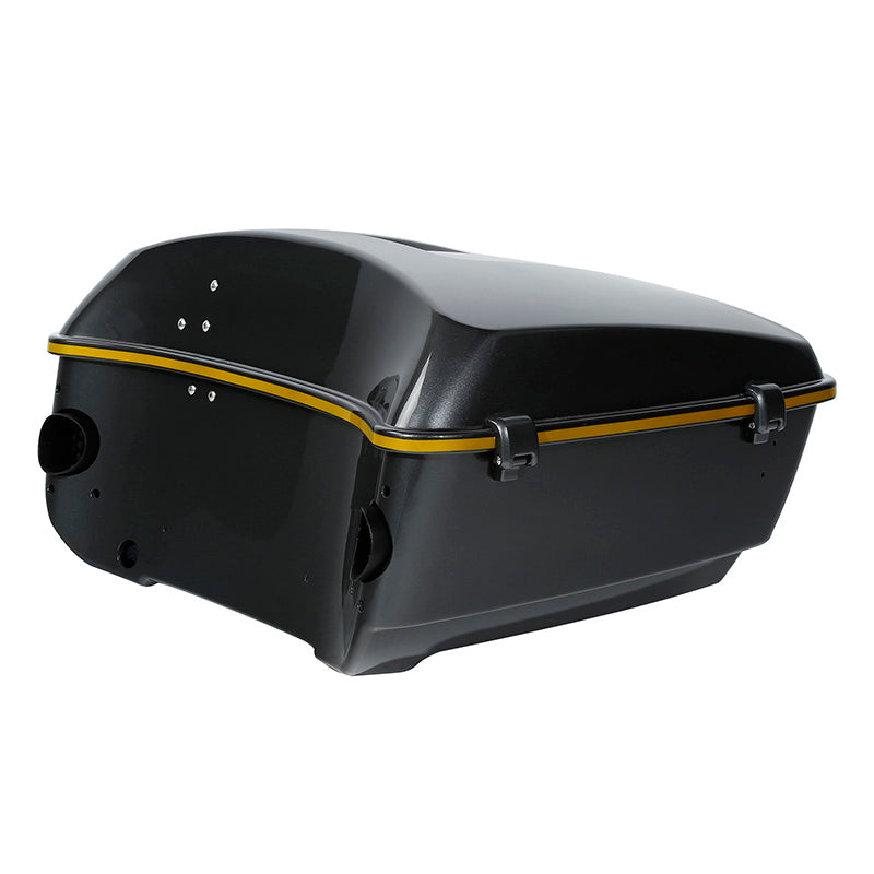 HR3 Gold / Black Geometric Shape Fade King Size Touring Trunk Luggage with Speaker Cut Outs For 14-24 Harley Touring