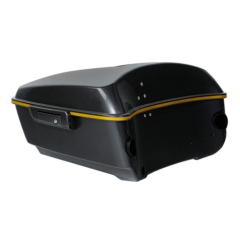 HR3 Gold / Black Geometric Shape Fade King Size Touring Trunk Luggage with Speaker Cut Outs For 14-24 Harley Touring