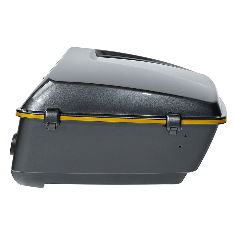 HR3 Gold / Black Geometric Shape Fade King Size Touring Trunk Luggage with Speaker Cut Outs For 14-24 Harley Touring
