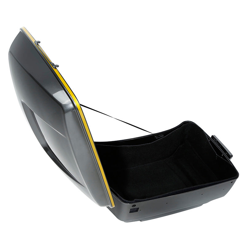 HR3 Gold / Black Geometric Shape Fade King Size Touring Trunk Luggage with Speaker Cut Outs For 14-24 Harley Touring