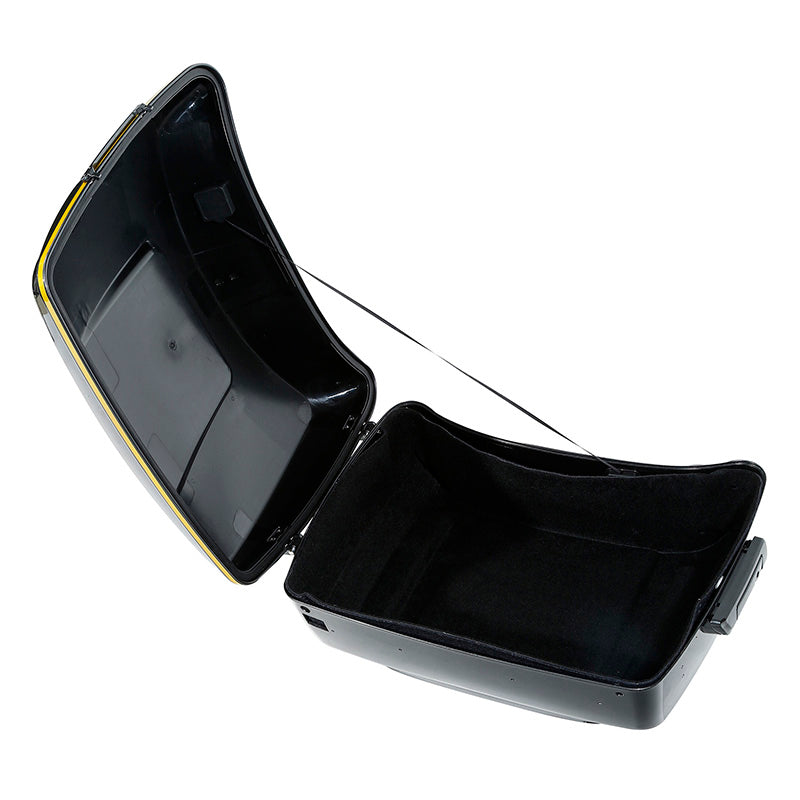 HR3 Gold / Black Geometric Shape Fade King Size Touring Trunk Luggage with Speaker Cut Outs For 14-24 Harley Touring