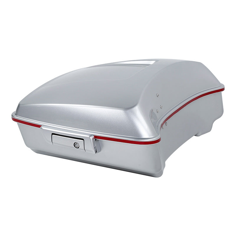 HR3 Candy Red / Silver Honeycomb Fade 10.7" Chopped Style Touring Trunk Luggage For 14-24 Harley Touring