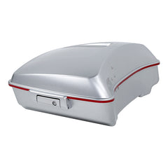 HR3 Candy Red / Silver Honeycomb Fade 10.7" Chopped Style Touring Trunk Luggage For 14-24 Harley Touring