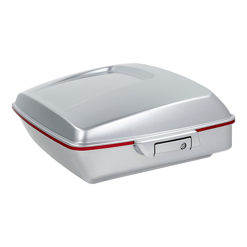 HR3 Candy Red / Silver Honeycomb Fade 10.7" Chopped Style Touring Trunk Luggage For 14-24 Harley Touring