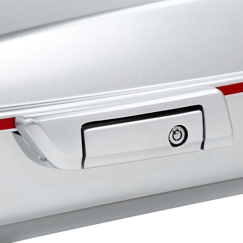 HR3 Candy Red / Silver Honeycomb Fade 10.7" Chopped Style Touring Trunk Luggage For 14-24 Harley Touring