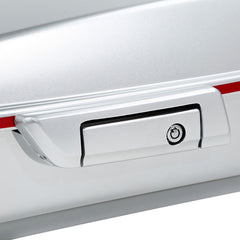 HR3 Candy Red / Silver Honeycomb Fade 10.7" Chopped Style Touring Trunk Luggage For 14-24 Harley Touring
