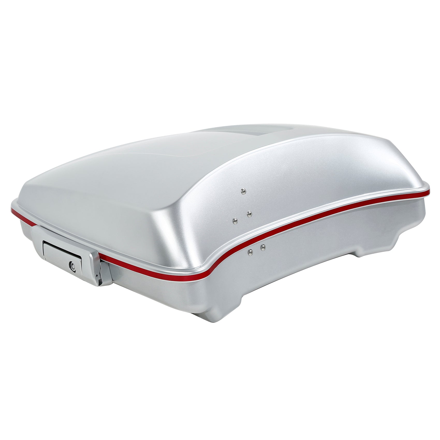 HR3 Candy Red / Silver Honeycomb Fade 5.5" Razor Style Touring Trunk Luggage For 14-24 Harley Touring