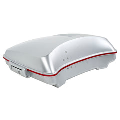 HR3 Candy Red / Silver Honeycomb Fade 5.5" Razor Style Touring Trunk Luggage For 14-24 Harley Touring