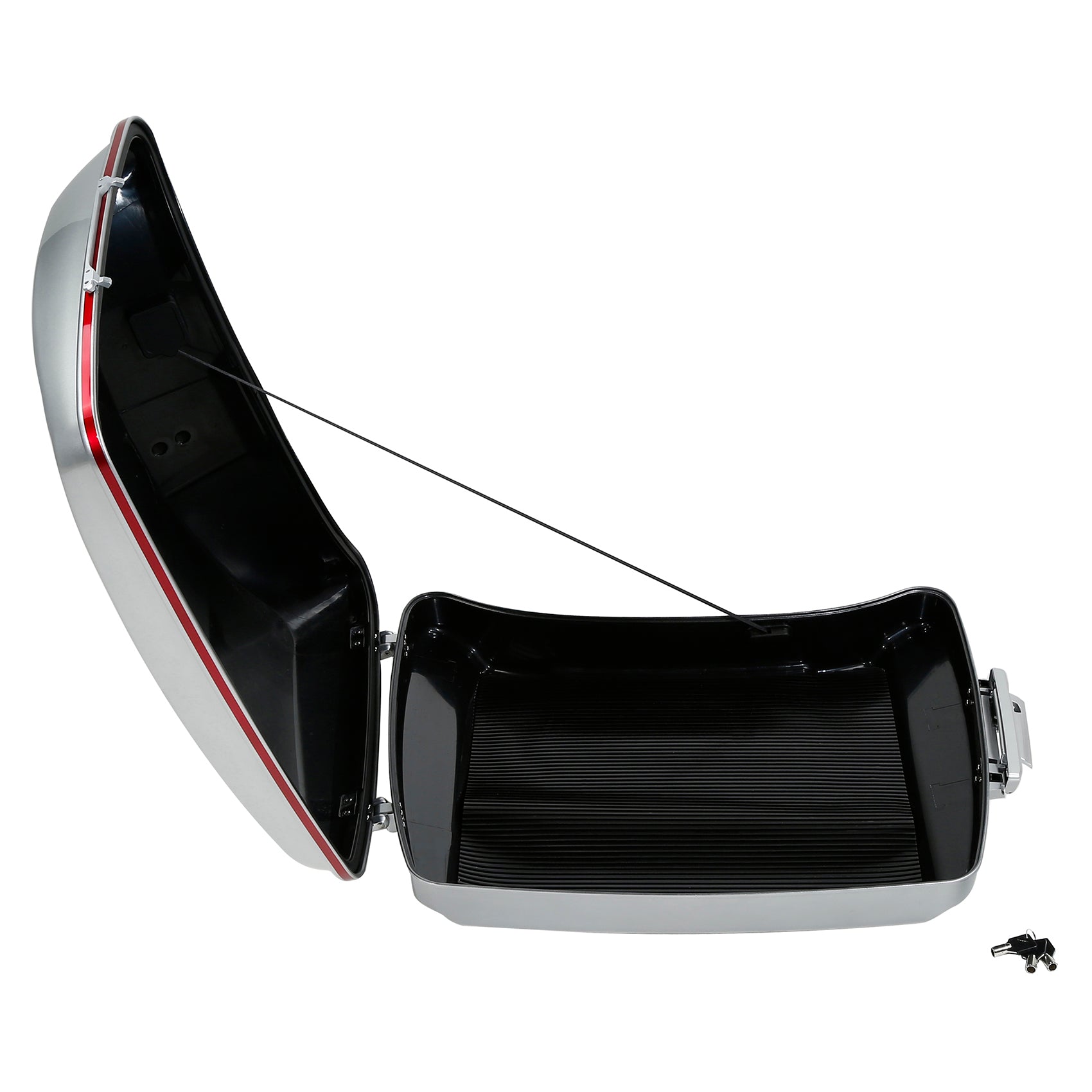 HR3 Candy Red / Silver Honeycomb Fade 5.5" Razor Style Touring Trunk Luggage For 14-24 Harley Touring
