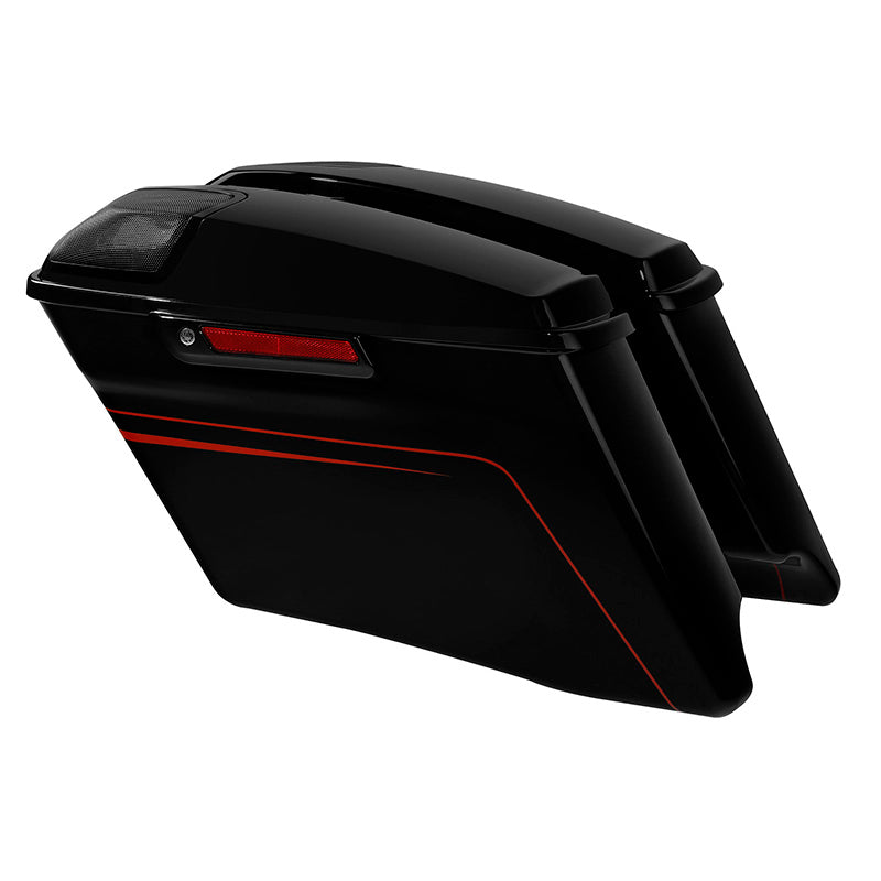 HR3 Black Earth & Vivid Black CVO Stretched Saddlebags with Speaker Lids For 14-23 Harley Touring