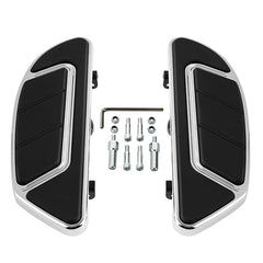 Custom Chrome Anti-Slip Rider Footboards Floorboards Kit Gloss Black Chrome Fit For Harley Touring Softail