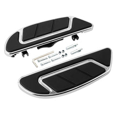 Custom Chrome Anti-Slip Rider Footboards Floorboards Kit Gloss Black Chrome Fit For Harley Touring Softail