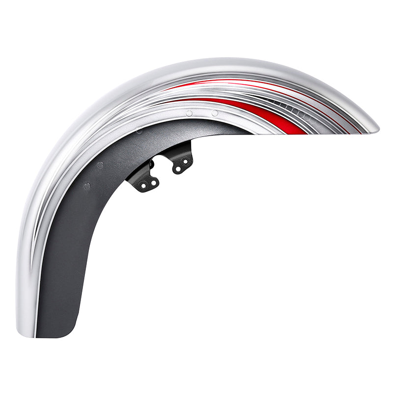 HR3 Candy Red / Silver Honeycomb Fade Motorcycle 18" Wide Tire Front Mudguard Fender For Harley Touring Models 2014-2023