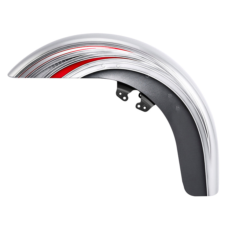 HR3 Candy Red / Silver Honeycomb Fade Motorcycle 18" Wide Tire Front Mudguard Fender For Harley Touring Models 2014-2023