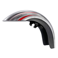 HR3 Candy Red / Silver Honeycomb Fade Motorcycle 18" Wide Tire Front Mudguard Fender For Harley Touring Models 2014-2023