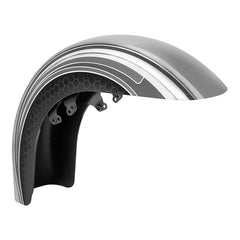 HR3 Silver / Black Honeycomb Fade Motorcycle 18" Wide Tire Front Mudguard Fender For Harley Touring Models 2014-2023